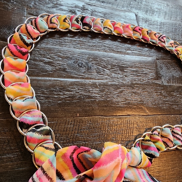 Vintage Scarf Chain Loop Belt Pink Yellow - Picture 2 of 6